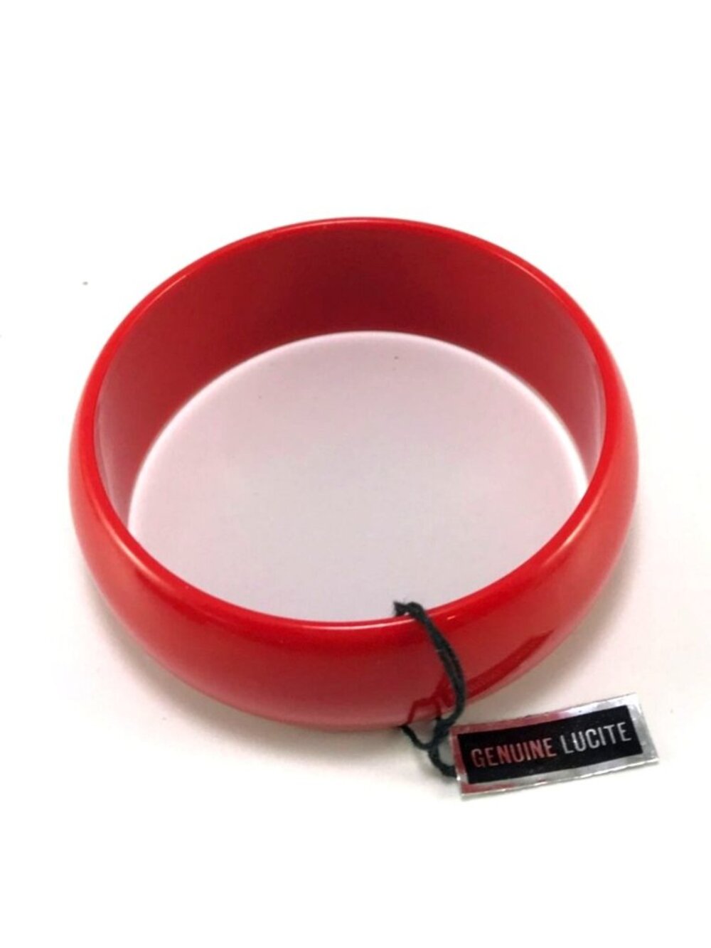 New With Tag Wide Cherry Red Lucite Bangle Bracelet  Glows Bright Orange Under U